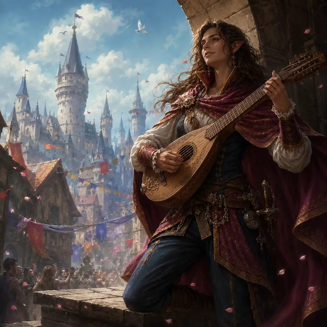 A female Bard class portrait.