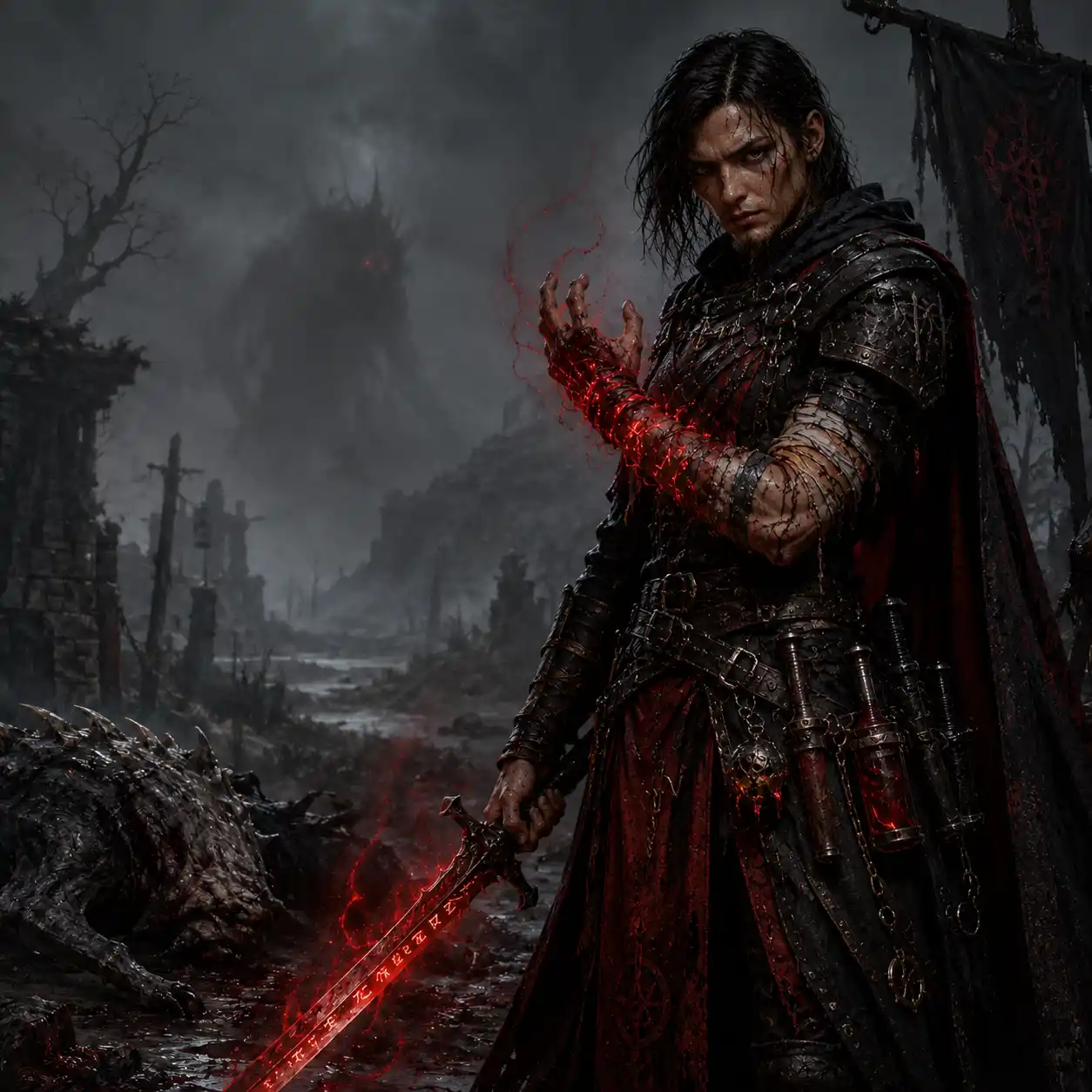 A female Blood Hunter class portrait.