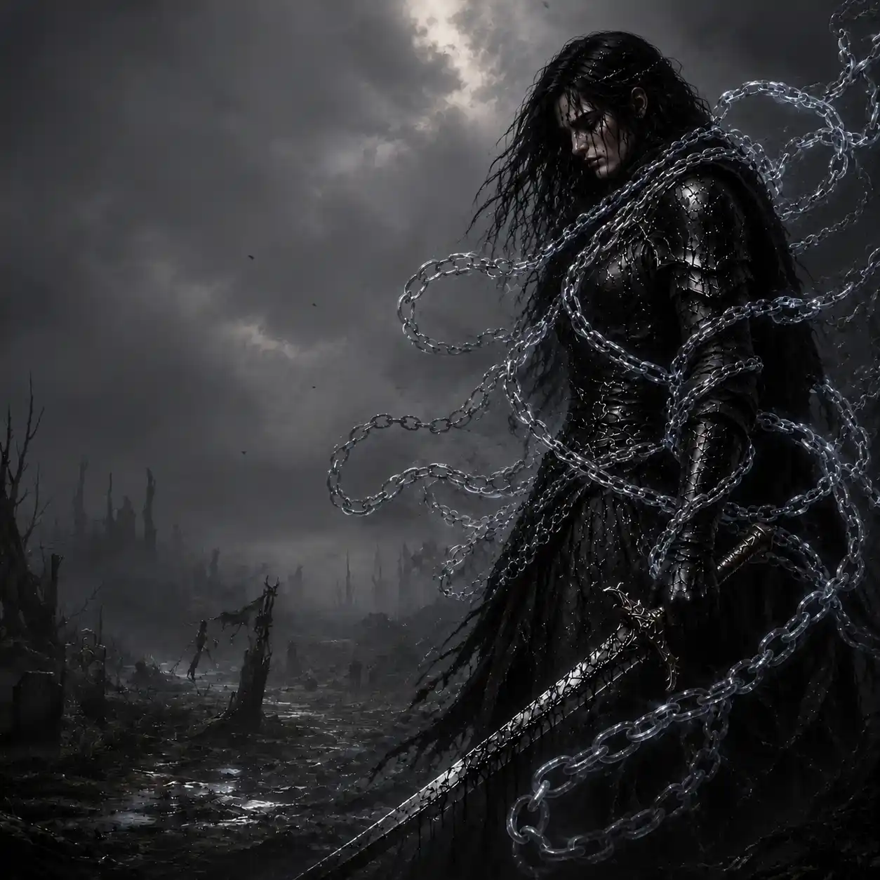 A female Mournbound class portrait.