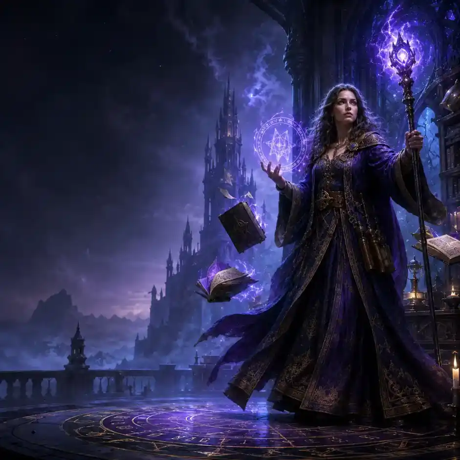 A female Wizard class portrait.